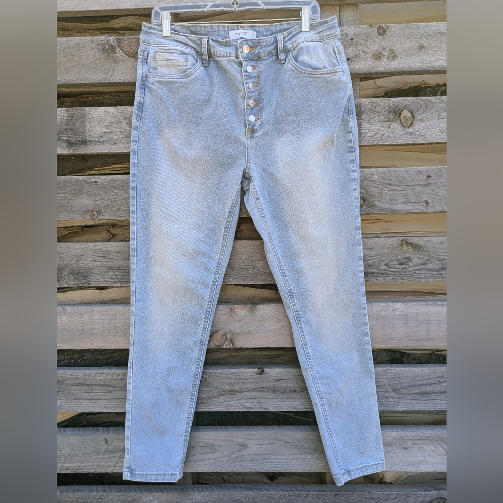 MyStyle Women's Light Blue Button-Fly Jeans Button Fly Sz 12 My Style